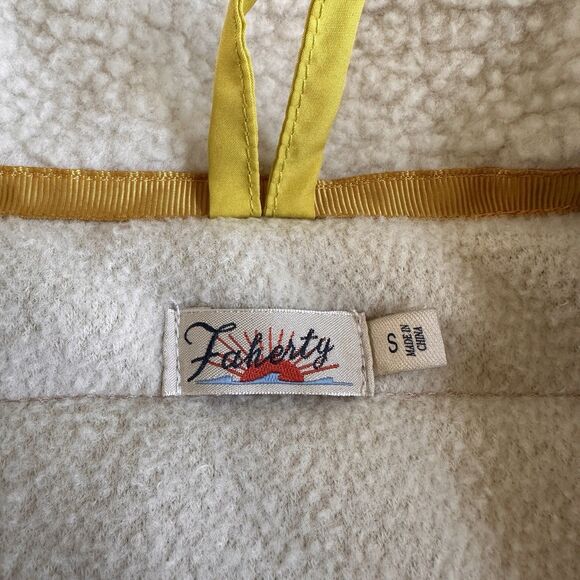 Faherty Cobble Hill Popover Sherpa Fleece Neutral Quarter Zip SMALL Jacket - Picture 6 of 8